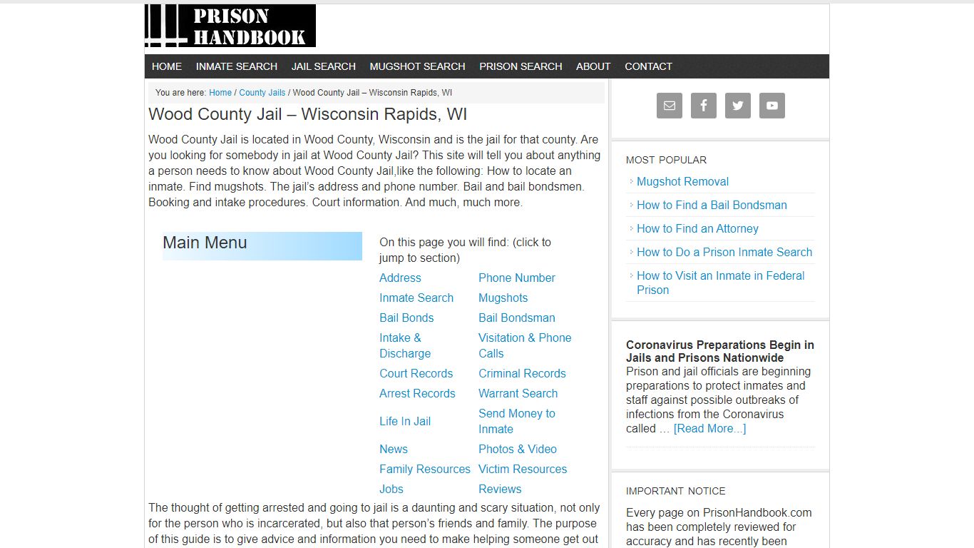 Wood County Jail – Wisconsin Rapids, WI - Prison Handbook